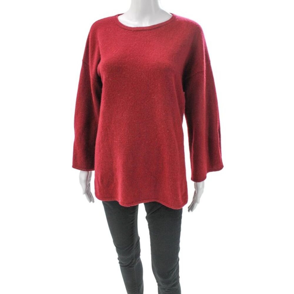 Catherine Catherine Malandrino Women Cashmere Tunic Red Crewneck Size L